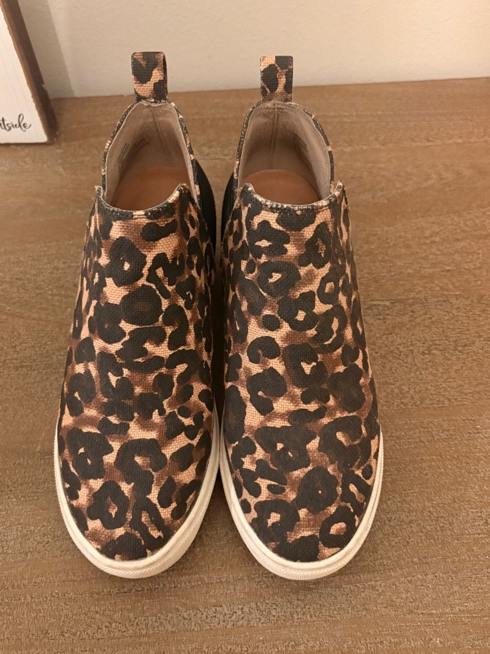 STEVE MADDEN Claude Leopard Print Back Zip Bootie High Top Wedge Sneaker